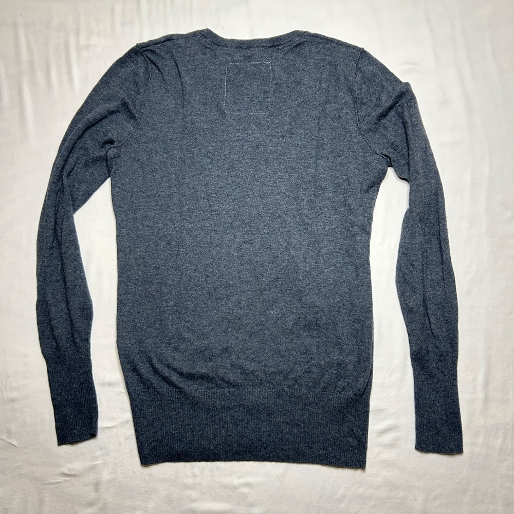 Nollie Sweater V Neck Women's L Gray Cotton Cashmere Fitted Y2K Skater Girl - Picture 5 of 9